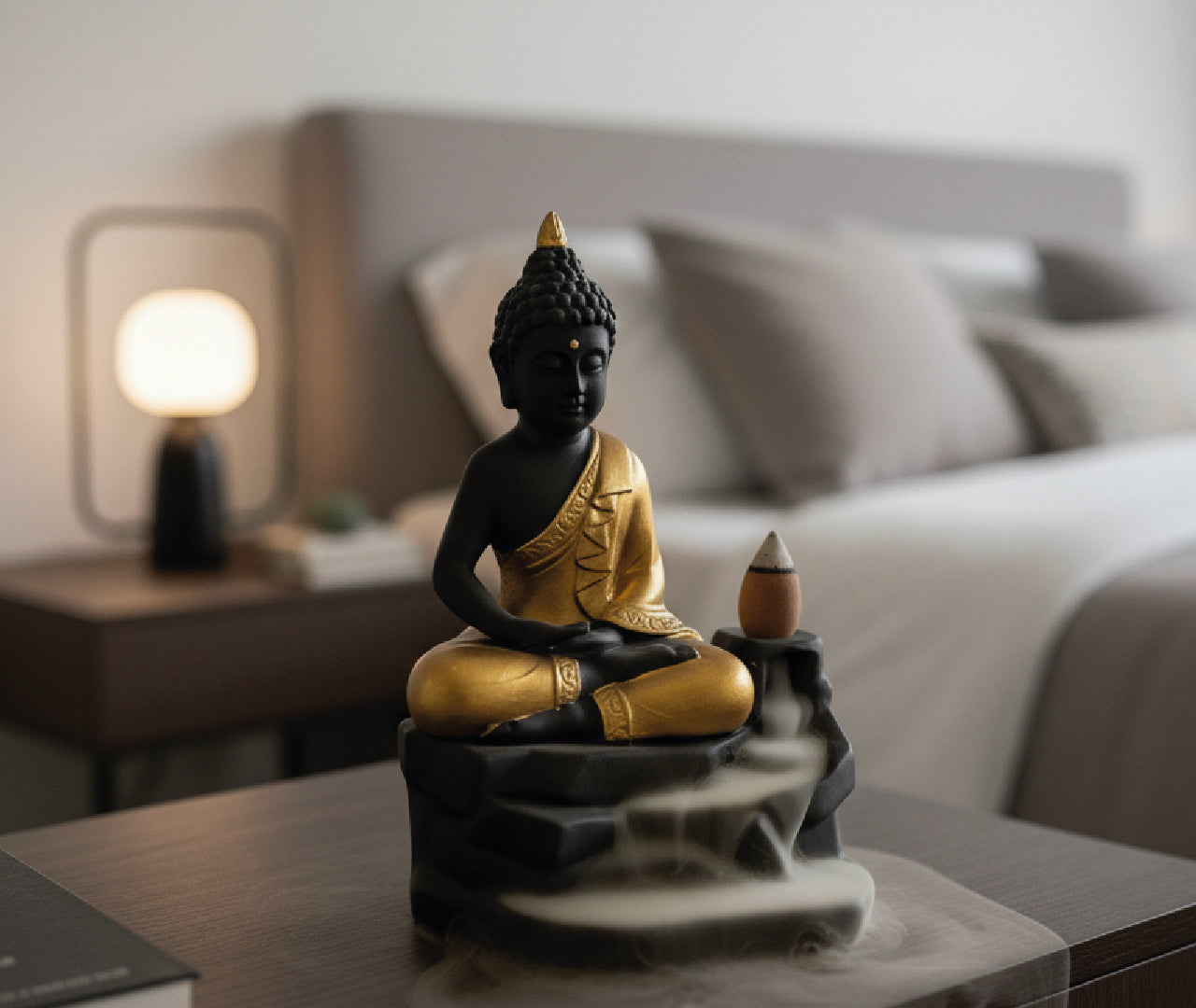 Buda + 50 conos de incienso + pinzas de madera